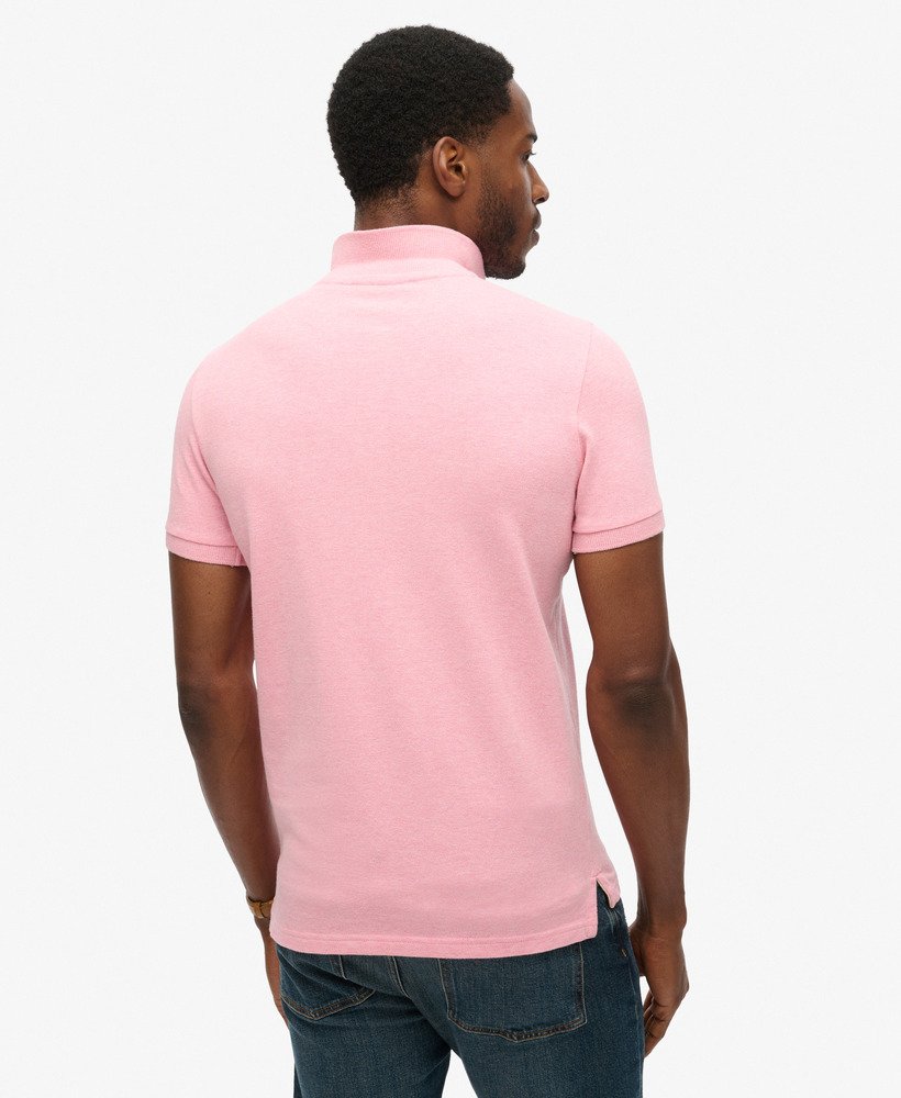 klassiek piqué poloshirt in lichtroze gemêleerd.