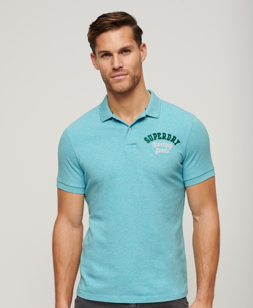 superstate poloshirt in aquablauw met een korrelige afwerking.