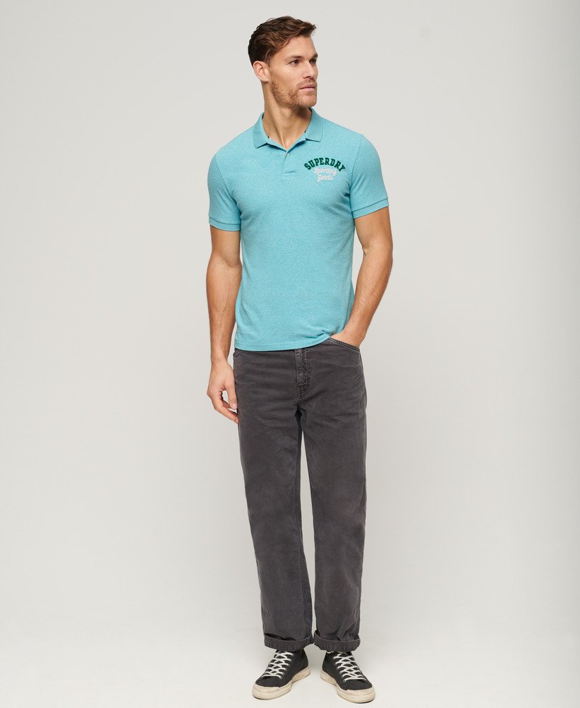 superstate poloshirt in aquablauw met een korrelige afwerking.