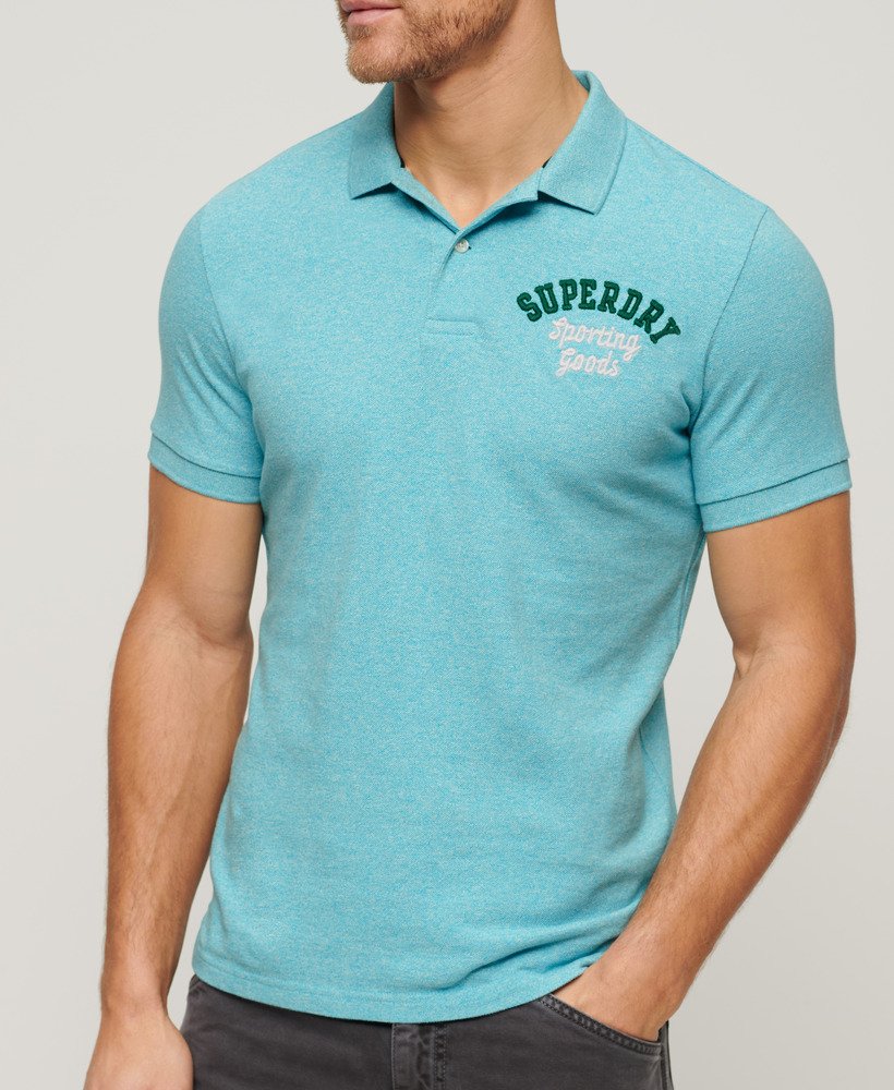 superstate poloshirt in aquablauw met een korrelige afwerking.