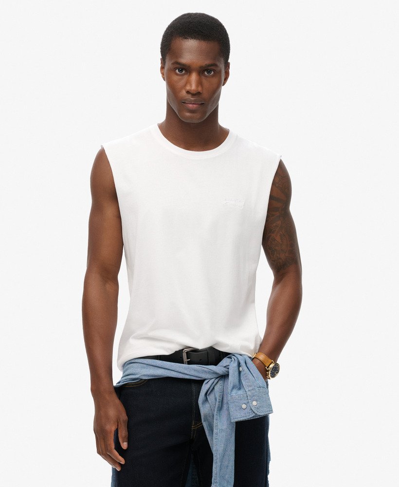 tanktop met essential logo van biologisch katoen in optic
