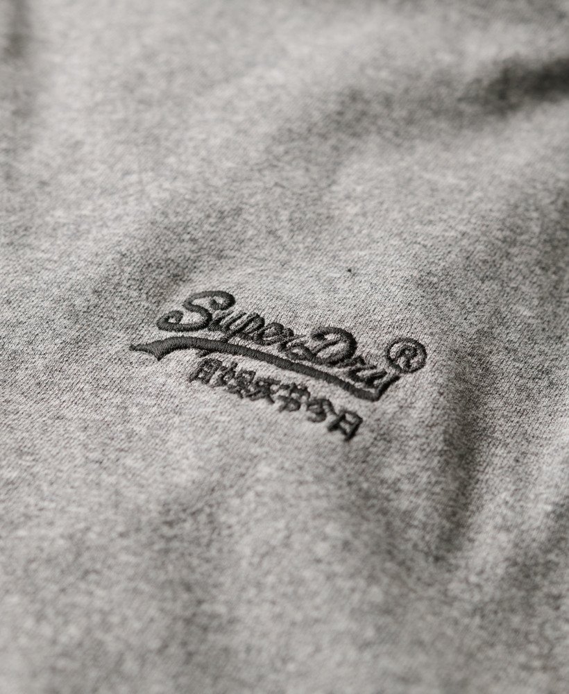 vintage top met geborduurd logo en halve knoopsluiting in donkergrijs gemêleerd.