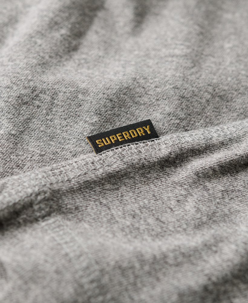 vintage top met geborduurd logo en halve knoopsluiting in donkergrijs gemêleerd.
