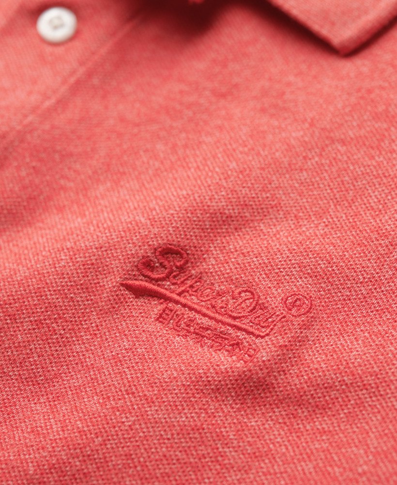 klassiek piqué poloshirt in hibiscusrood gemêleerd