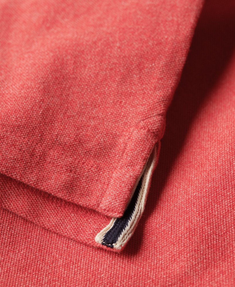 klassiek piqué poloshirt in hibiscusrood gemêleerd