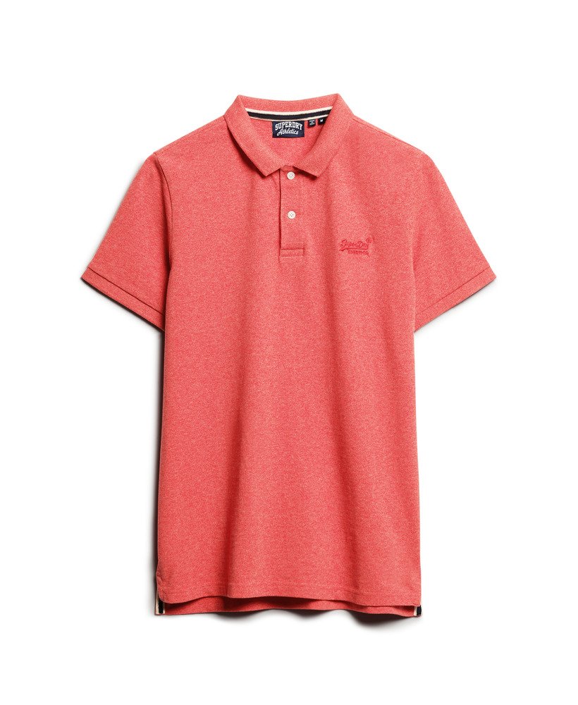 klassiek piqué poloshirt in hibiscusrood gemêleerd