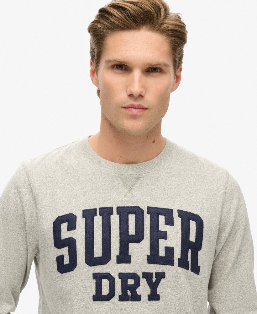vintage sportieve top met lange mouwen in lichtgrijs gemêleerd.