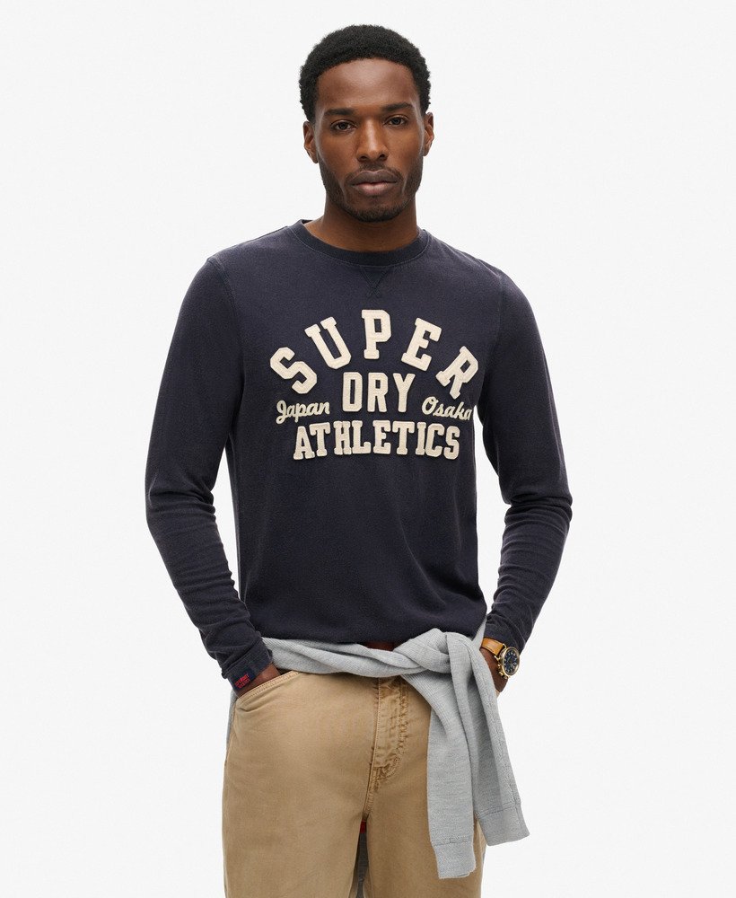 vintage sportieve top met lange mouwen in eclipse navy