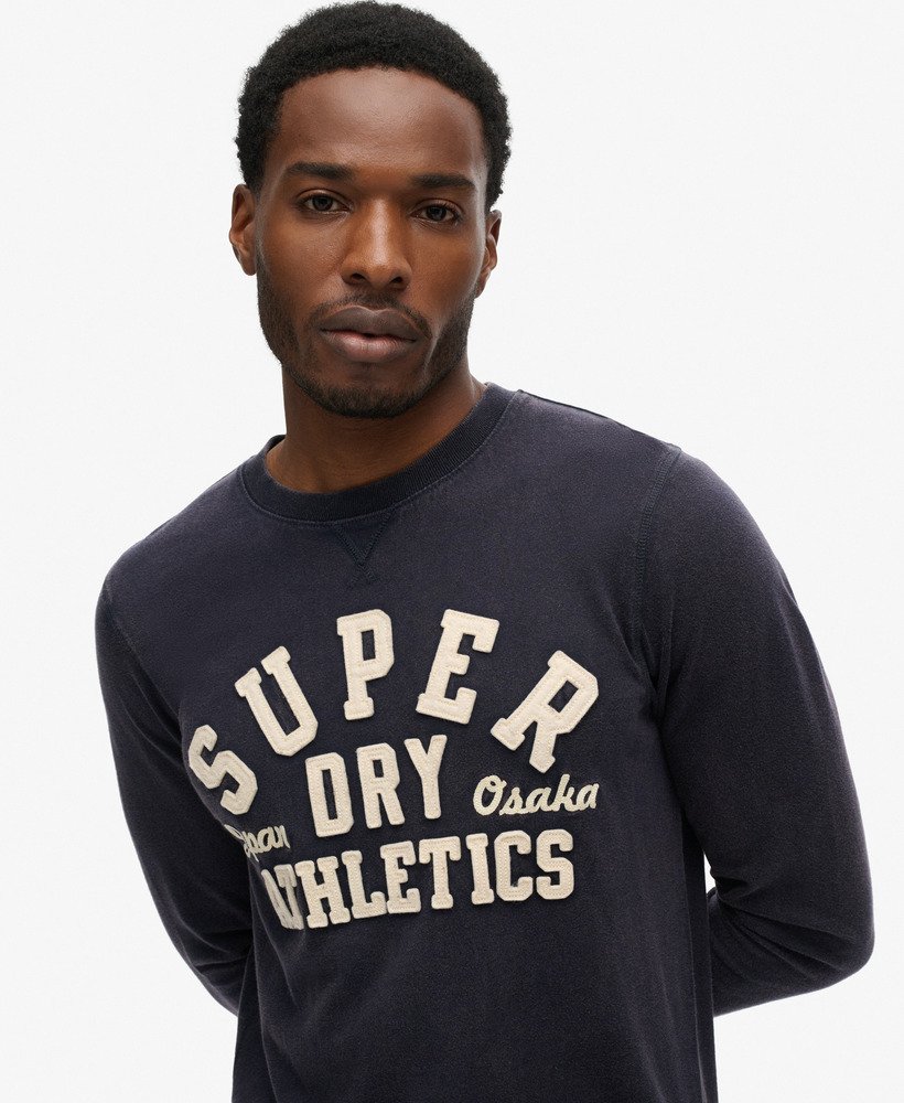 vintage sportieve top met lange mouwen in eclipse navy