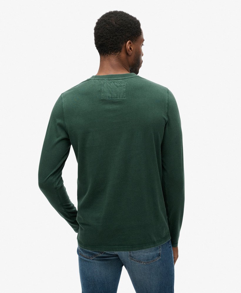 vintage sportieve top met lange mouwen in emailgroen.