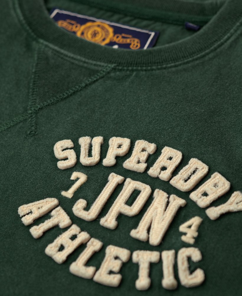 vintage sportieve top met lange mouwen in emailgroen.