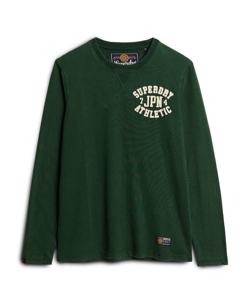 vintage sportieve top met lange mouwen in emailgroen.