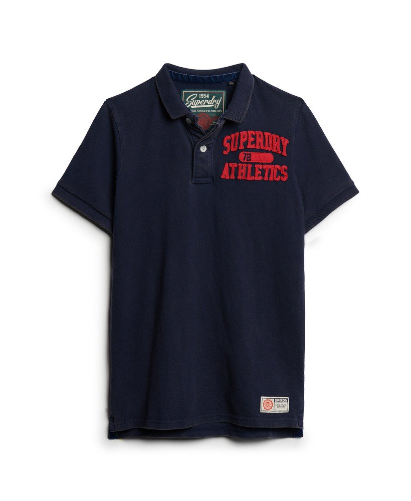 vintage sportief poloshirt in diep marineblauw.