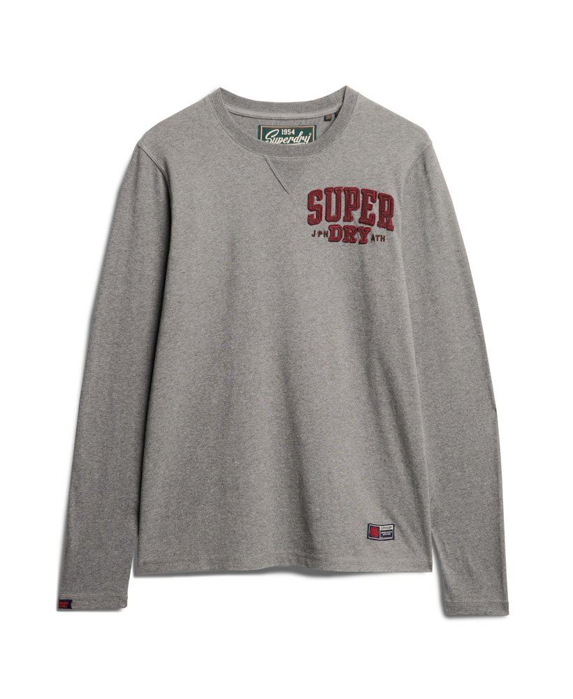 vintage sportieve top met lange mouwen in middengrijs gemêleerd