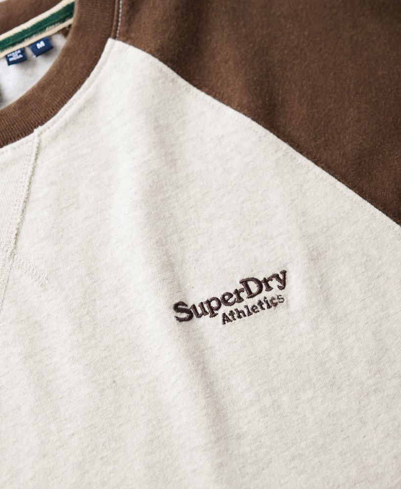 essential logo baseball long sleeve top in lightning grey grindlebracken brown