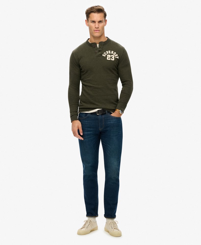 vintage sportieve top met lange mouwen in de kleur grandad in de kleur campus green grit.