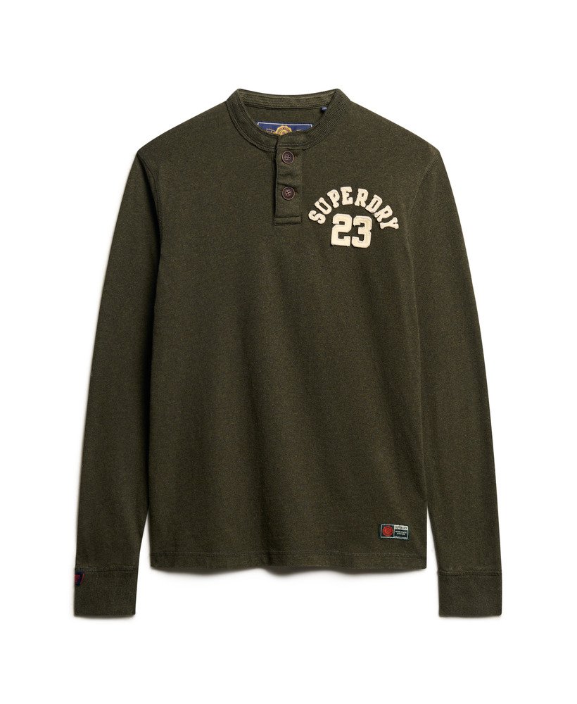 vintage sportieve top met lange mouwen in de kleur grandad in de kleur campus green grit.