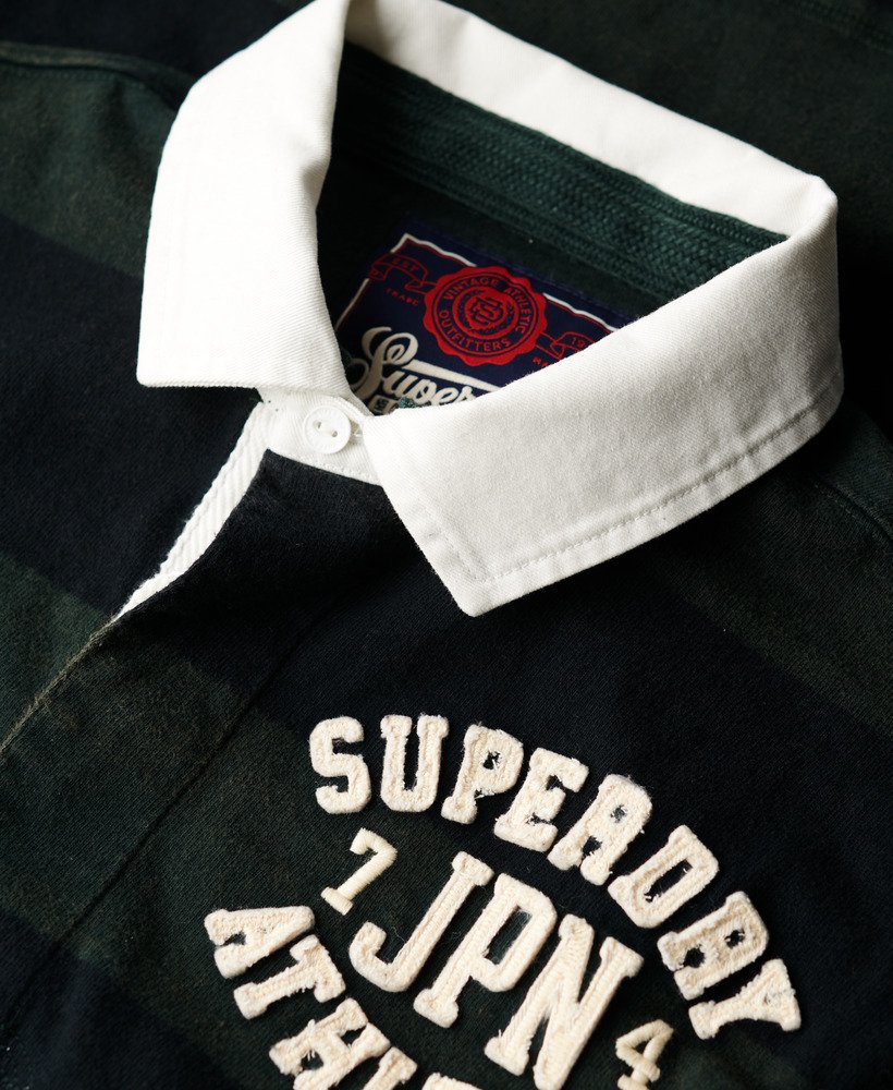 atletisch rugbyshirt in donkergroengewassen zwart