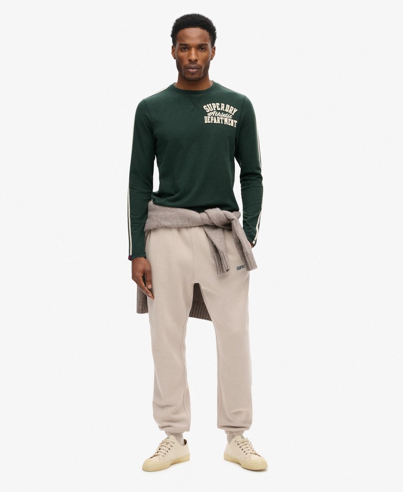 vintage sportieve top met lange mouwen en strepen in donkergroen academy dark green