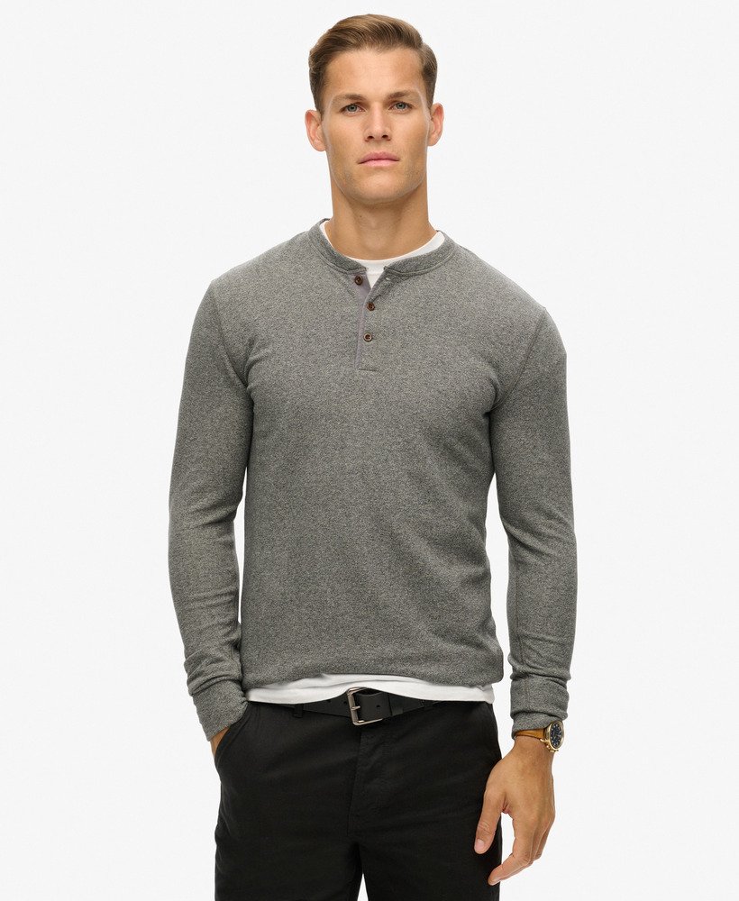 the merchant store - grandad top in heritage dark grey grindle