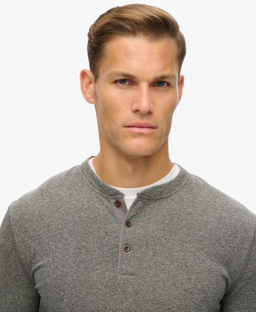the merchant store - grandad top in heritage dark grey grindle