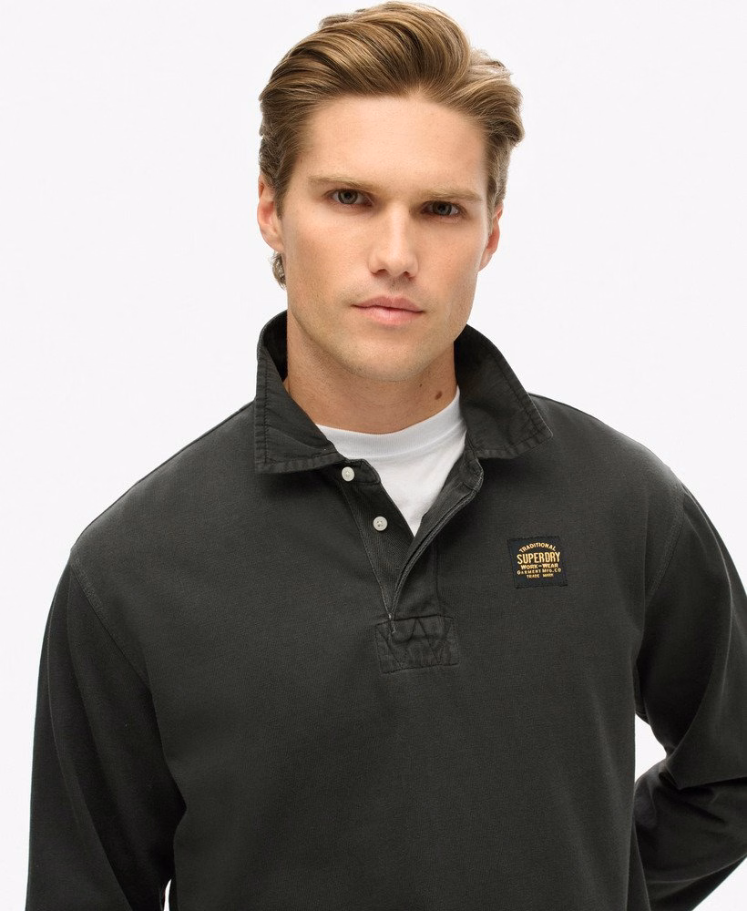 Rugbyshirt met lange mouwen en contrasterende stiksels