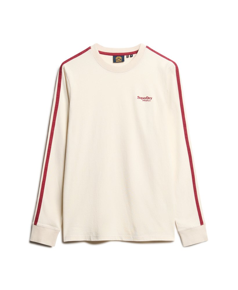 essential logo retro top met lange mouwen in wit zand