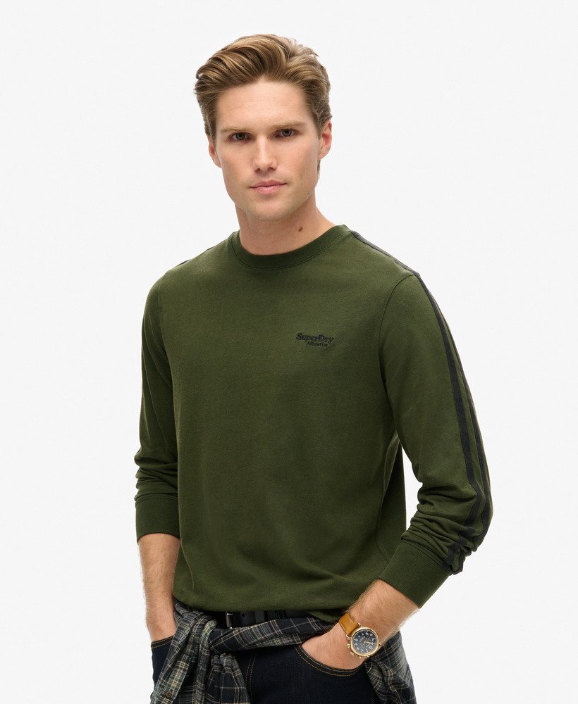essential logo retro top met lange mouwen in sporttasgroen