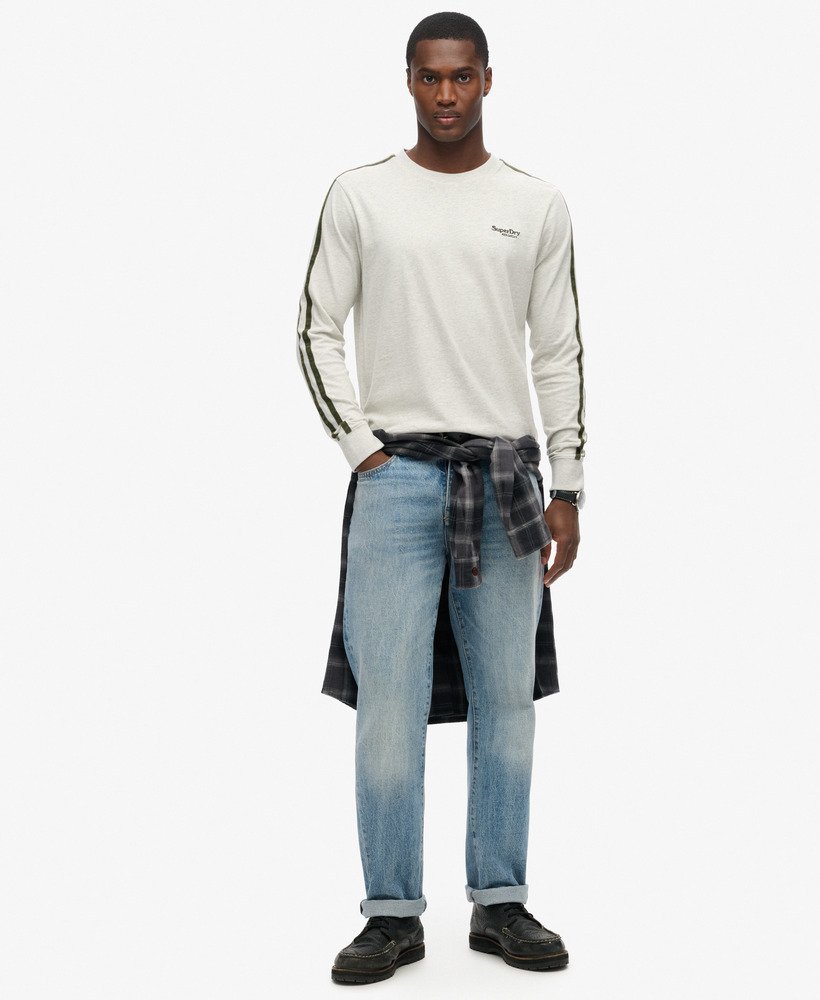 essential logo retro top met lange mouwen in lightning grey grindle