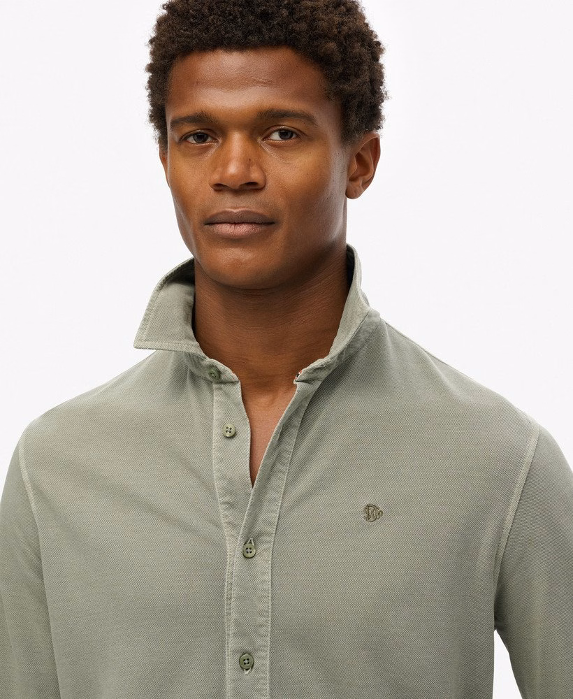 Vintage Destroy Piqué shirt met lange mouwen