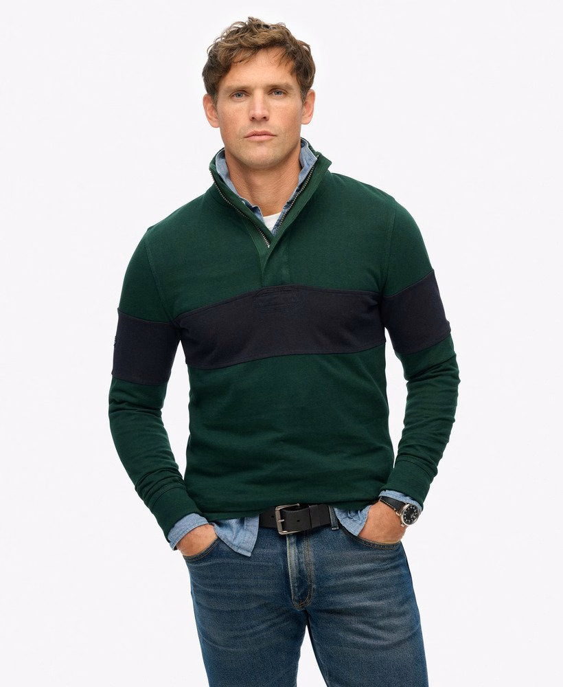 Klassieke rugby top met halve rits