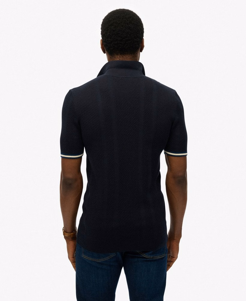 Polo shirt met korte mouwen en gebreide textuur
