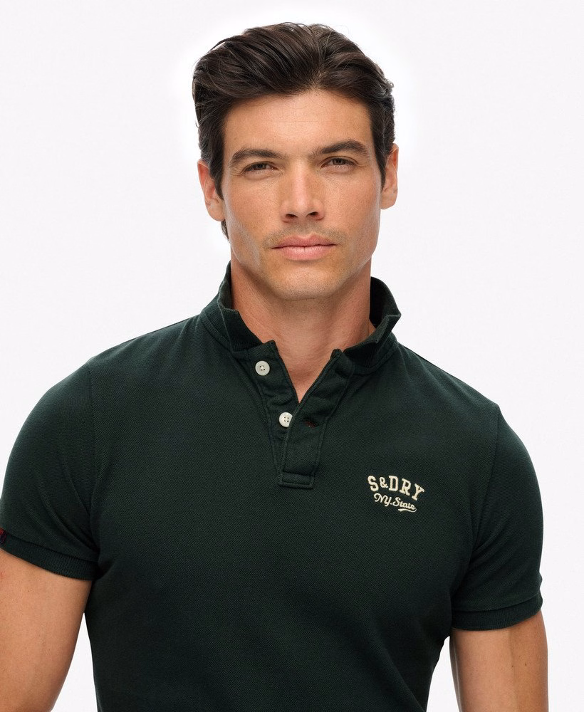 Vintage sportief poloshirt met borduurwerk