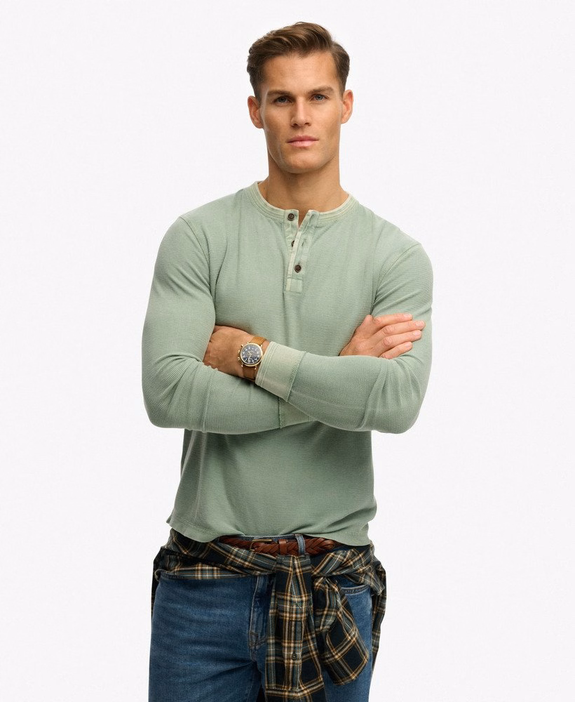 Lichtgewicht Henley-top met textuur