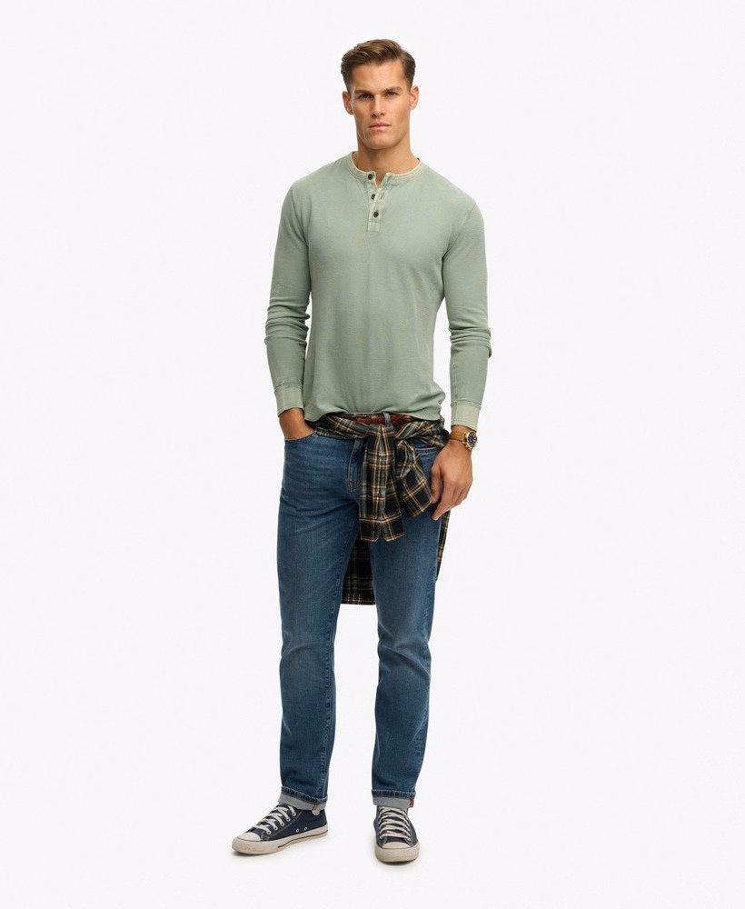 Lichtgewicht Henley-top met textuur