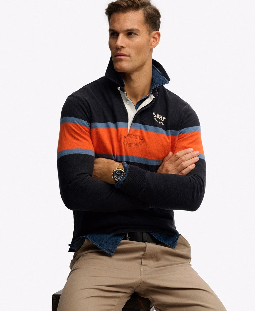 Vintage sportief gestreept rugbytopje