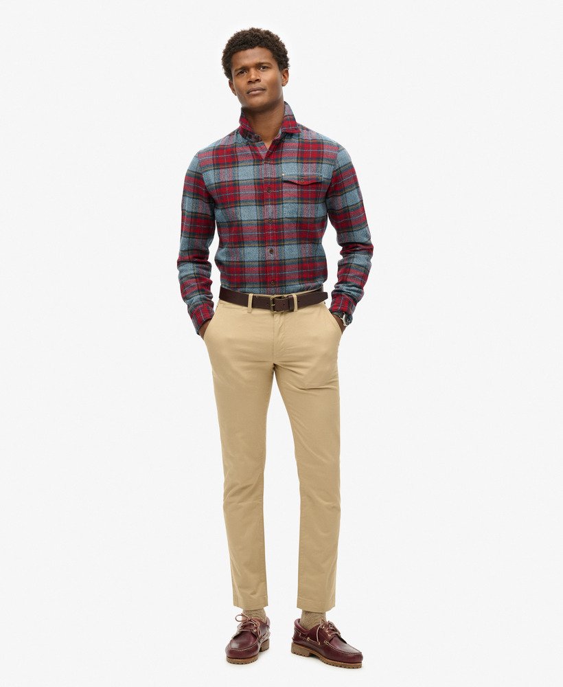 slim fit taps toelopende stretch chino broek in shaker beige
