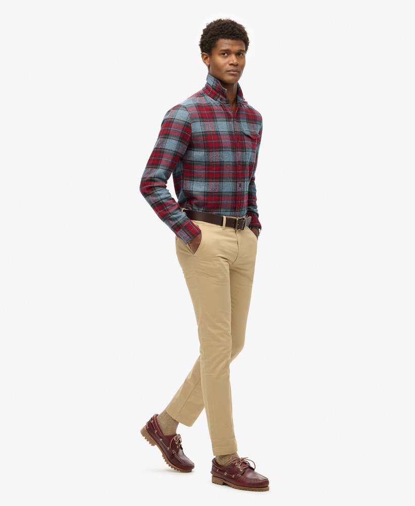 slim fit taps toelopende stretch chino broek in shaker beige