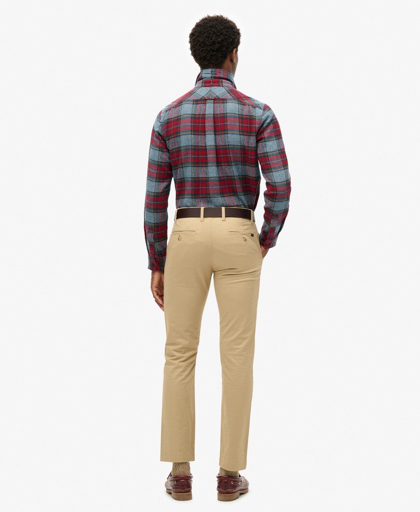 slim fit taps toelopende stretch chino broek in shaker beige