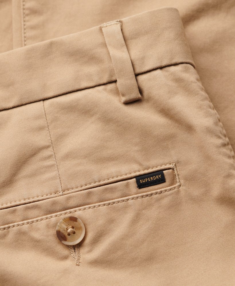 slim fit taps toelopende stretch chino broek in shaker beige