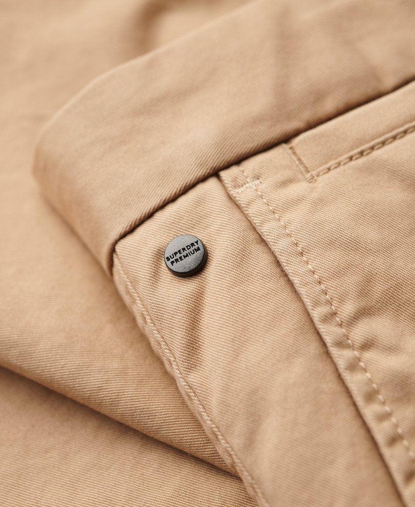 slim fit taps toelopende stretch chino broek in shaker beige