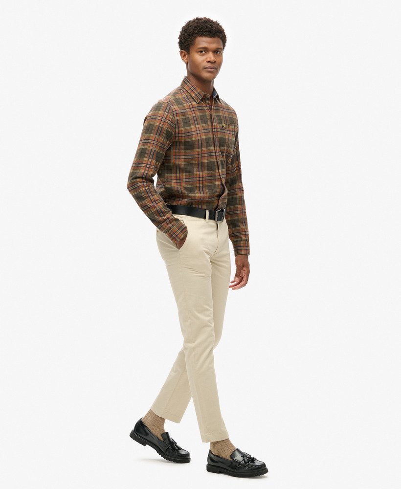 slim fit taps toelopende stretch chino broek in pelican beige