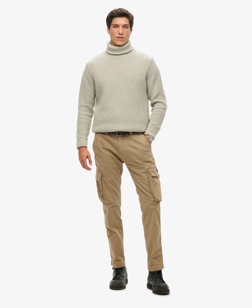 core cargo pants in tan khaki