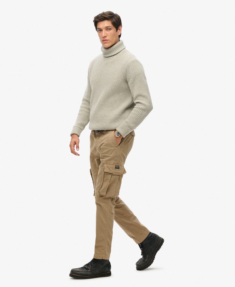 core cargo pants in tan khaki
