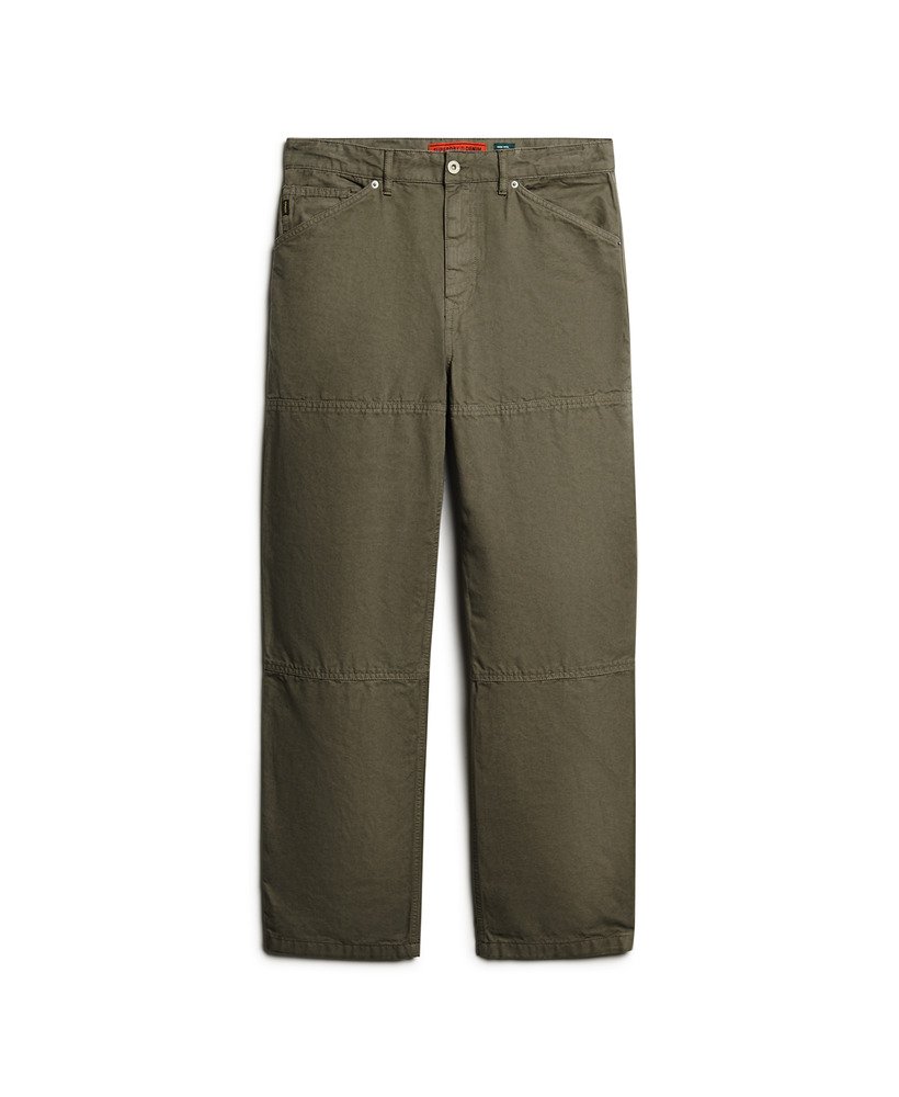 vintage timmermansbroek in dof bruin.