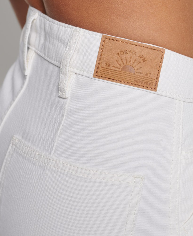 biologische katoenen timmermansbroek met hoge taille in ecru