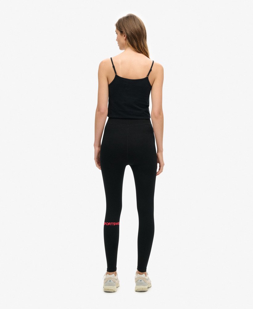 sportieve legging met hoge taille in zwarthypervuurroze