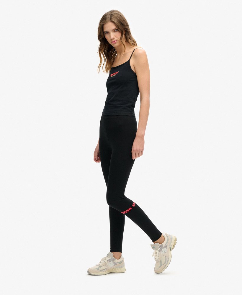 sportieve legging met hoge taille in zwarthypervuurroze