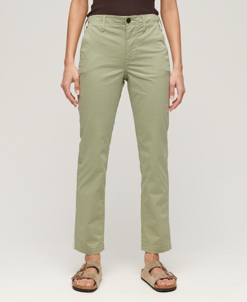 chino broek met middelhoge taille in stoffig mintgroen
