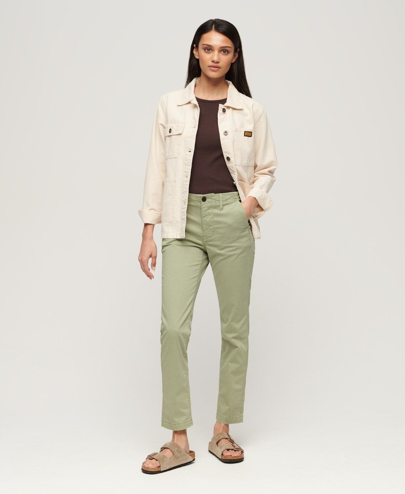 chino broek met middelhoge taille in stoffig mintgroen
